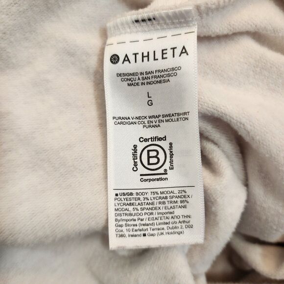 Athleta Purana V-Neck Wrap Sweatshirt Large Fog Grey Heather NWOT Nirvana Modal - Picture 5 of 7
